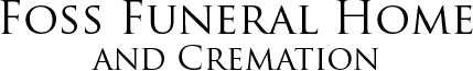 Logo for Foss Funeral Home and Cremation, featuring black text on a white background.