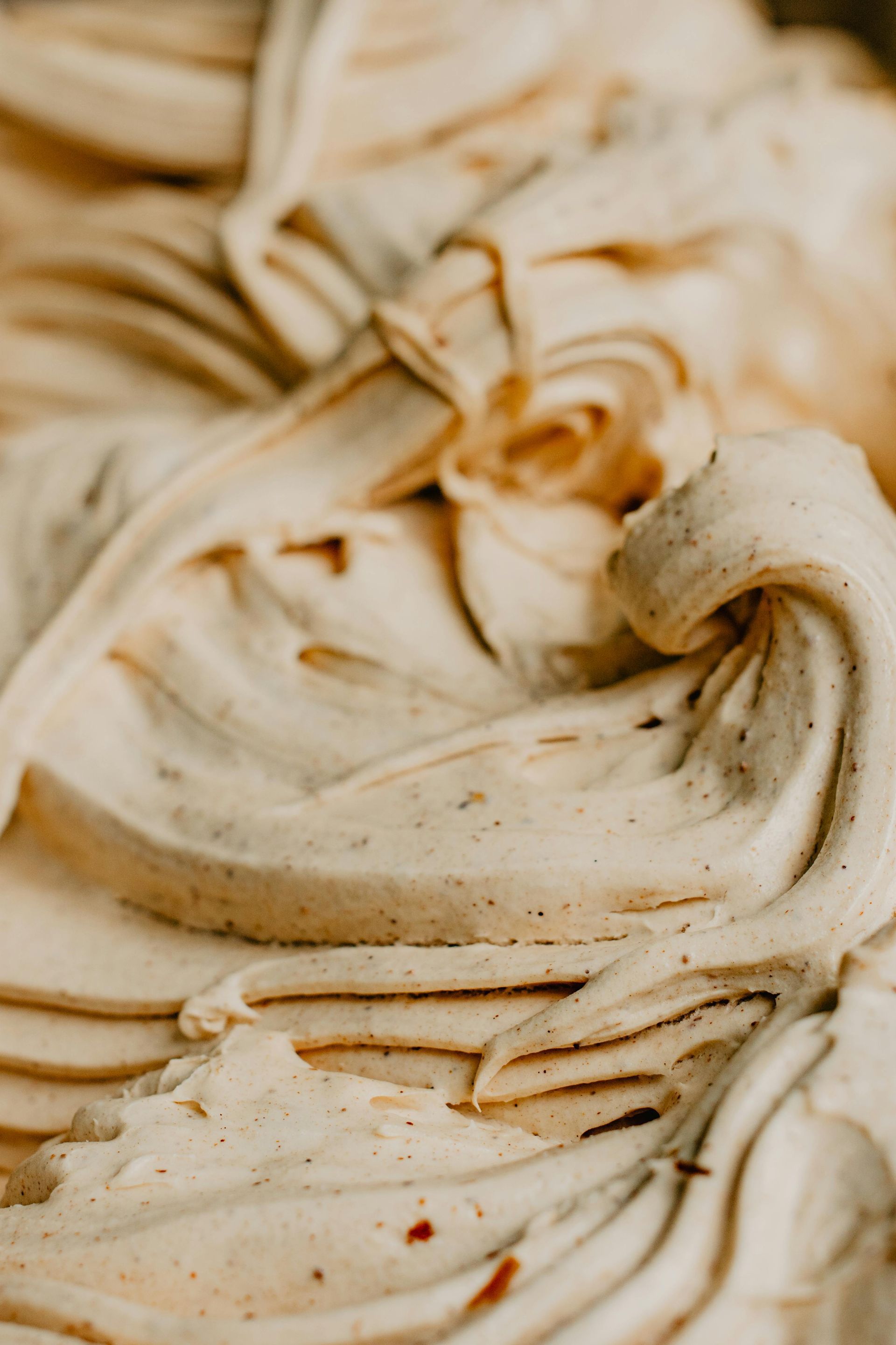 A close up of a swirl of ice cream.