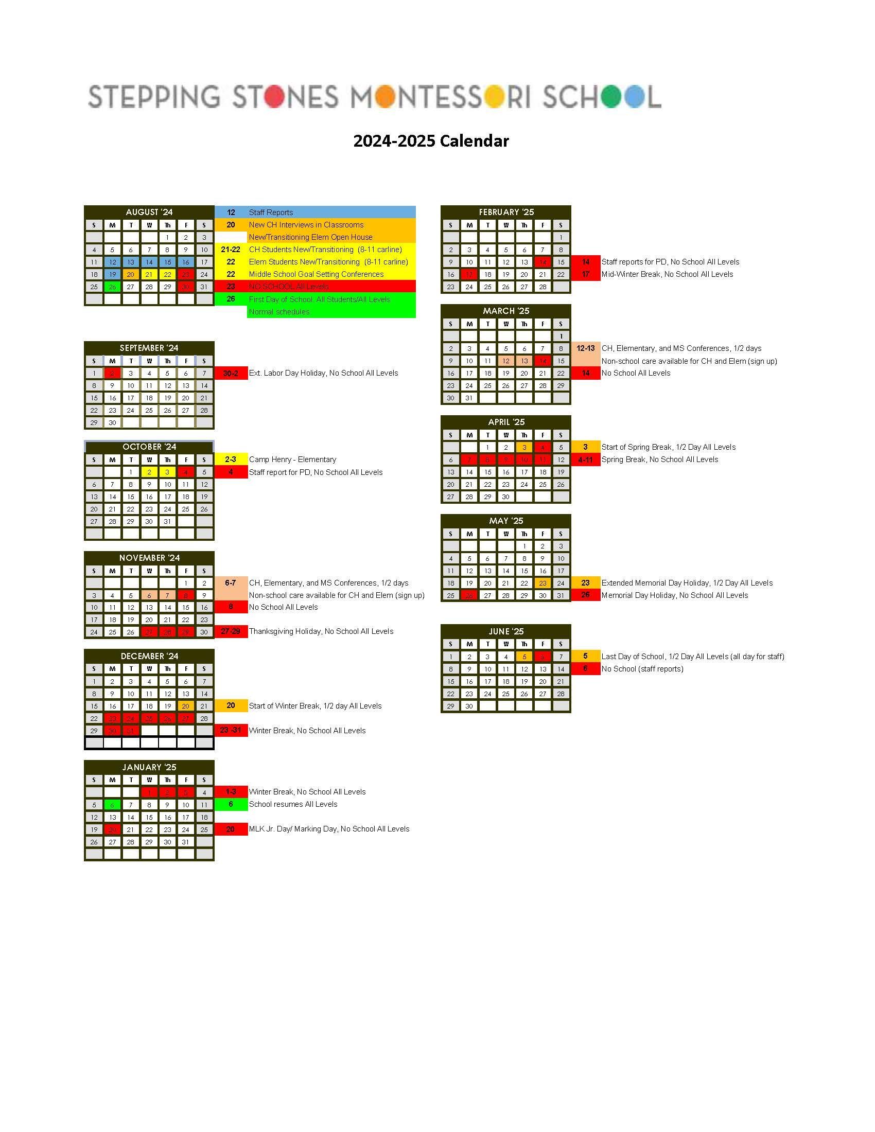 School Calendar 2023-2024