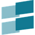 Two blue squares are stacked on top of each other on a white background.