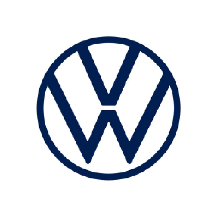 Un logotipo de Volkswagen azul y blanco sobre un fondo blanco.