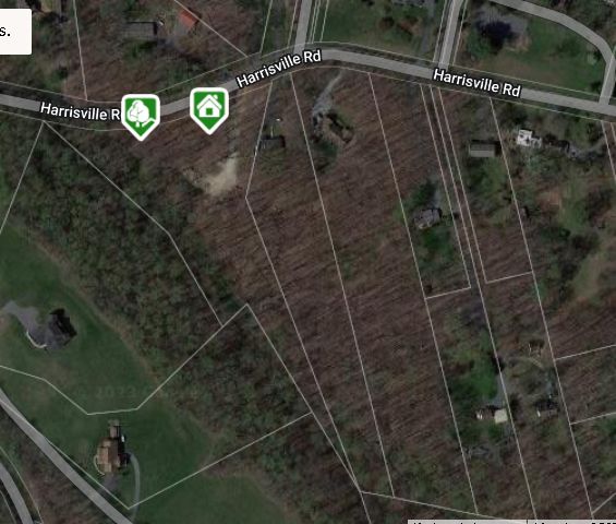 An aerial view of a residential area near harrisville road