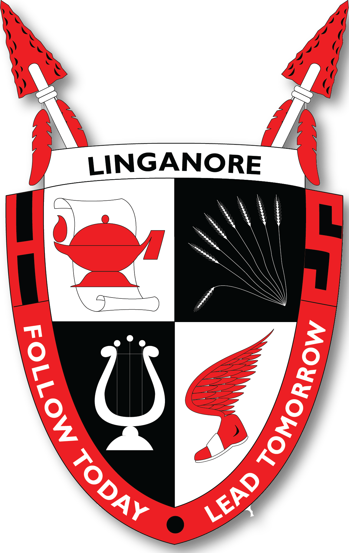 A linganore logo that says follow today lead tomorrow