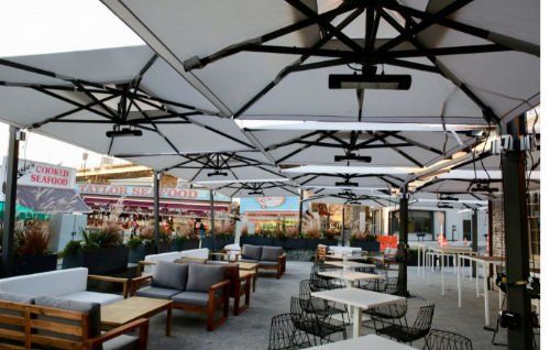 HLW Heaters Under Parasol At Bar