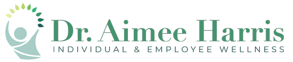 The logo for dr.aimee harris individual & employee wellness