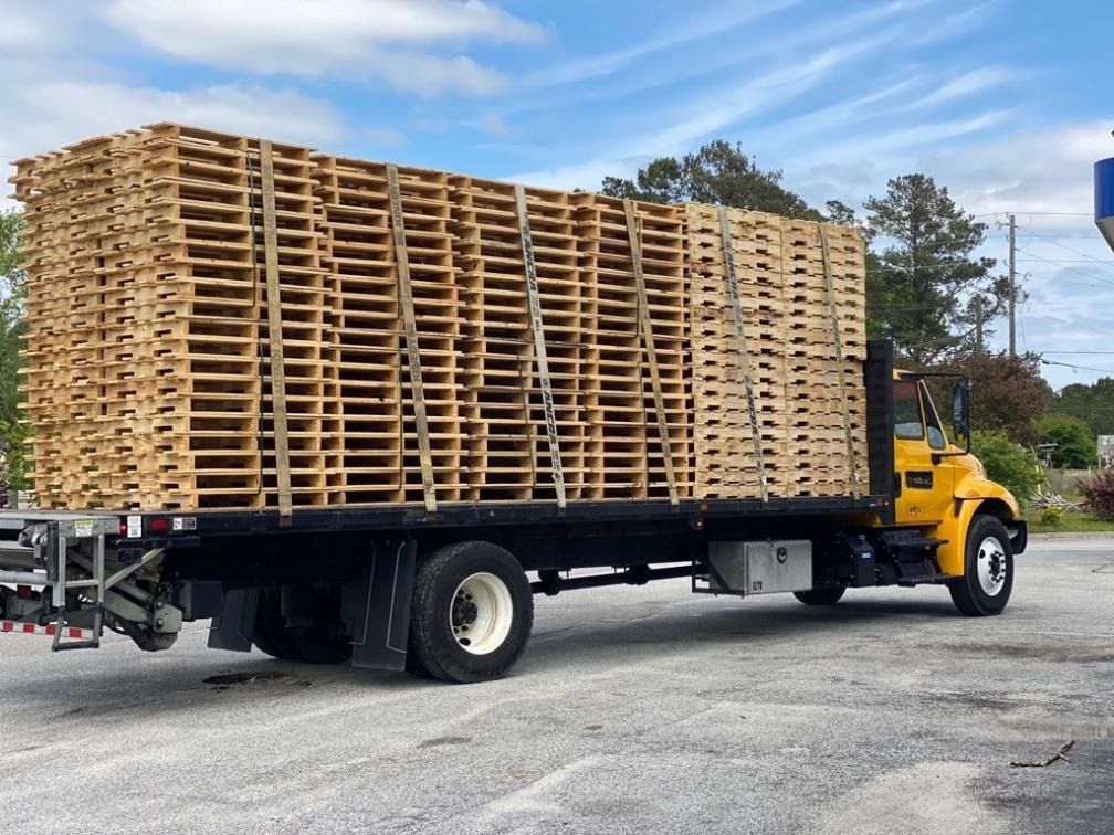 Stacks of Wood Pallets on Flatbed Truck