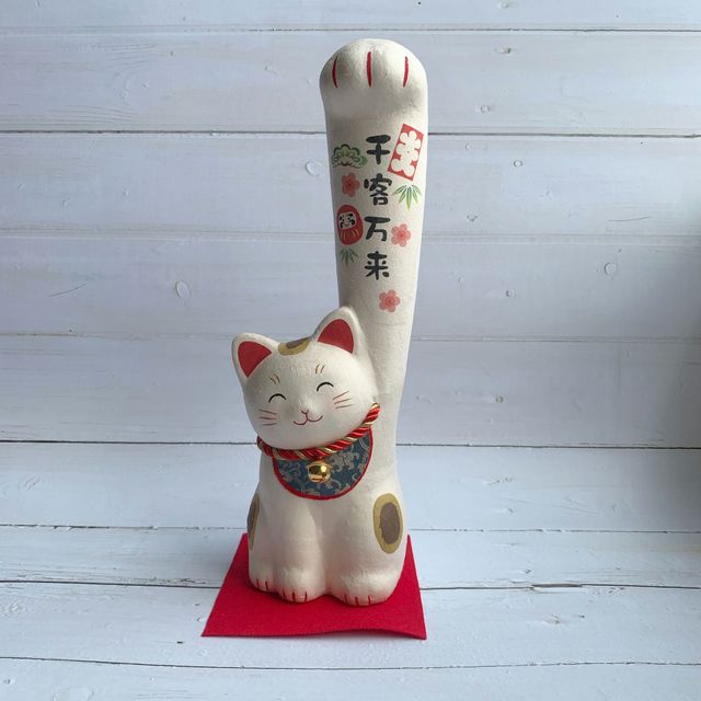 Large Arm Cat Set - Bringing Good Fortune & Attracting Thousands of Customers - Washi Paper Lucky Cat