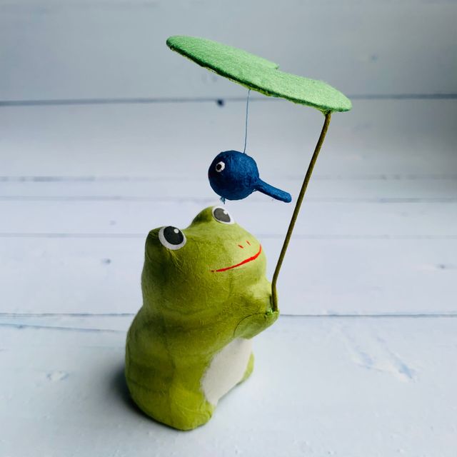 Rainy Days Can Make You Happy - Lucky Frog and Goldfish - Washi Paper Mascot