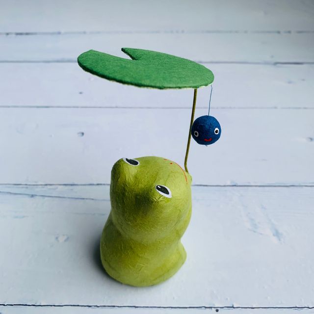 Rainy Days Can Make You Happy - Lucky Frog and Goldfish - Washi Paper Mascot