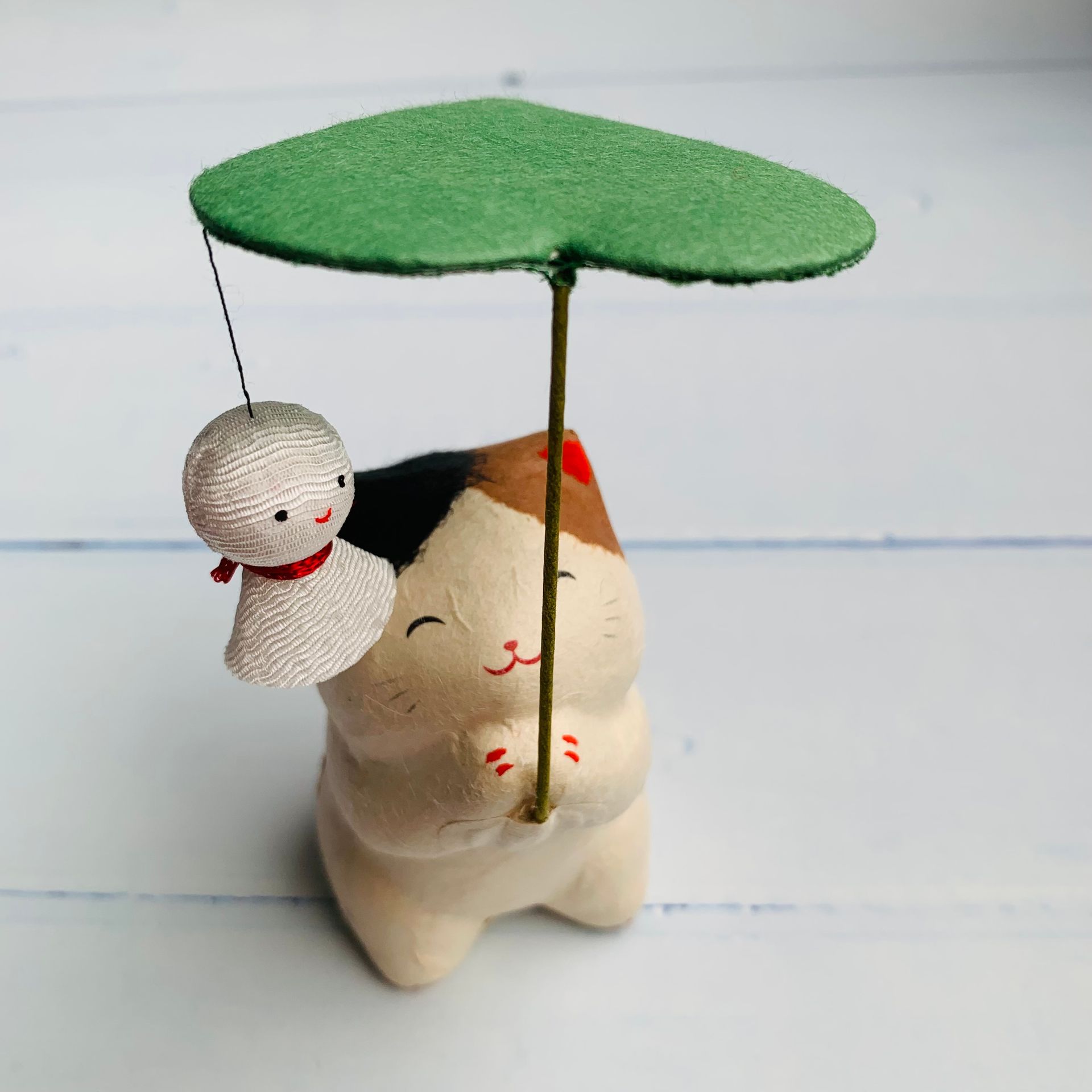 雨天也讓人開心-招財貓與晴天娃娃-和紙吉祥物