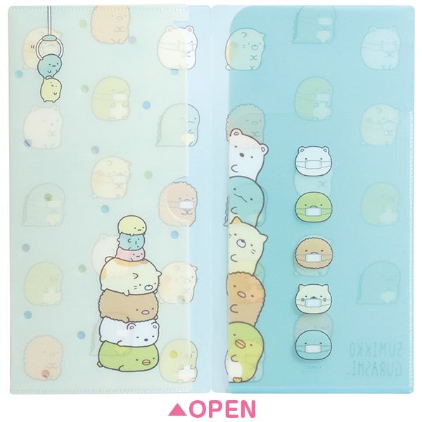 口罩收納攜帶夾(藍色)-角落生物-日本版