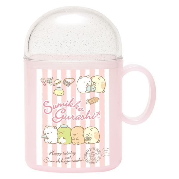 牙膏牙刷組(粉條紋)-角落生物-日本版