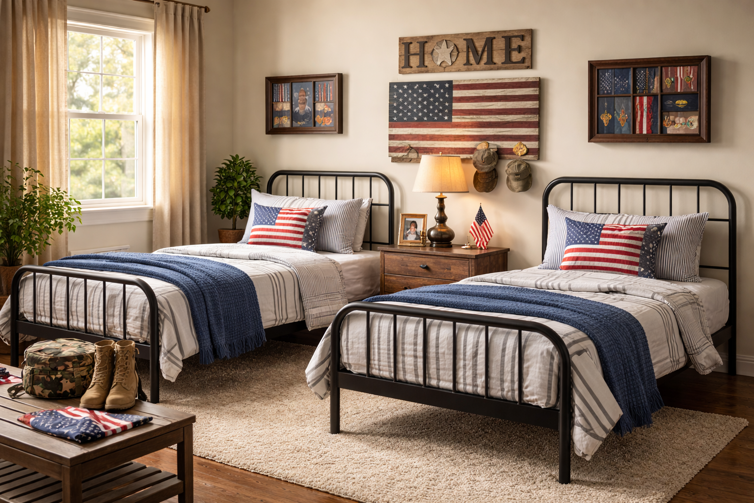 Fully furnished bedroom for veterans in supportive housing