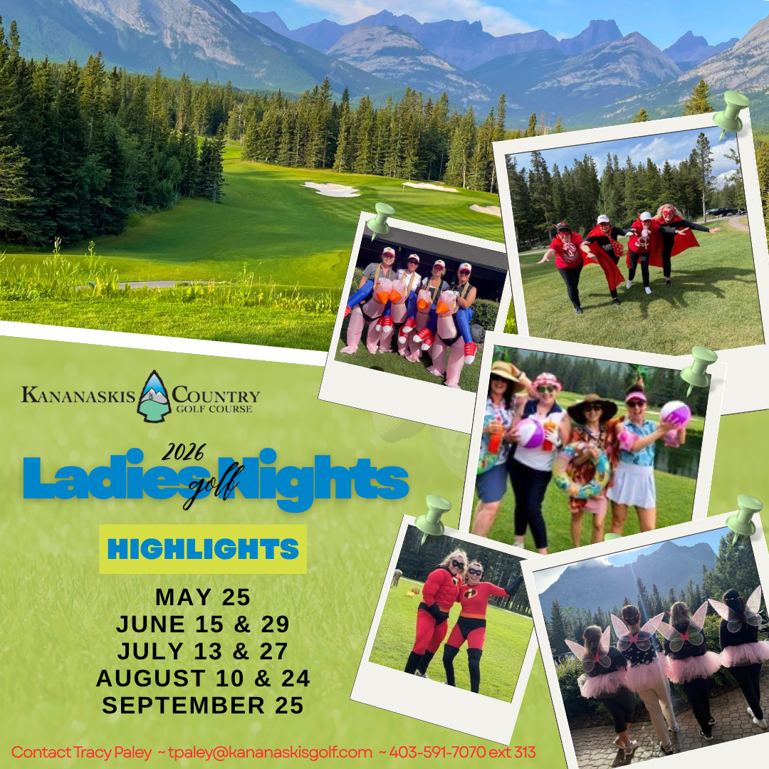 A blue poster for a ladies golf night