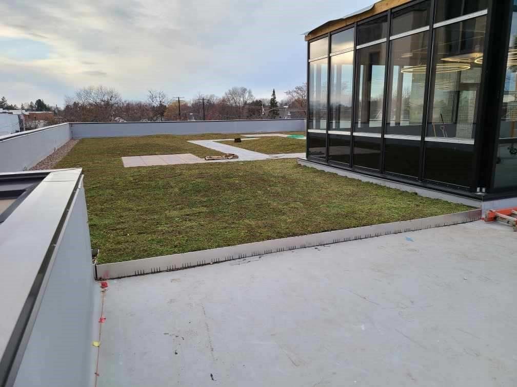 Commercial Roof with Grass — Hobart, WI — Mathena Roofing & Sheet Metal
