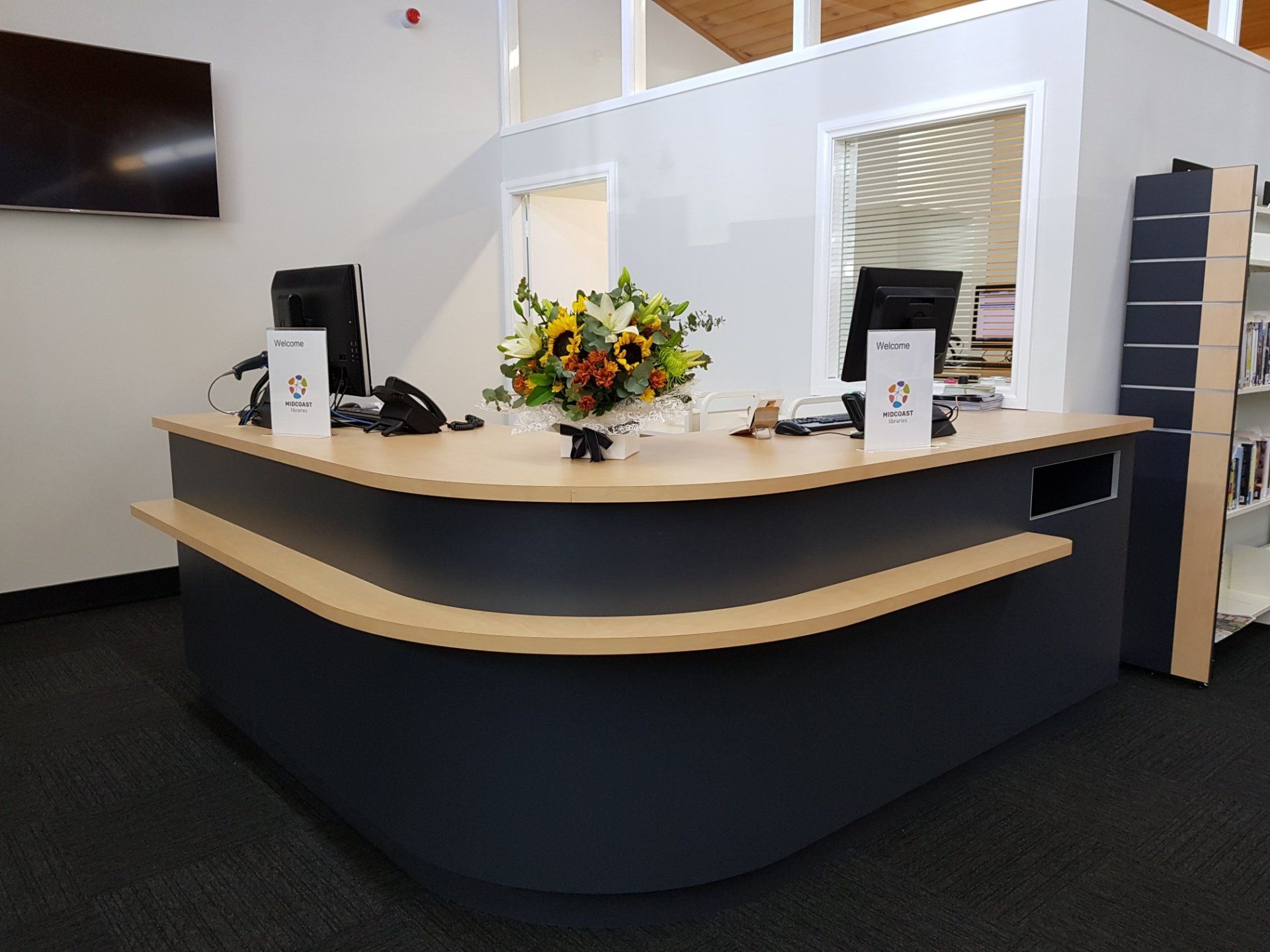 library counter commercial fitout