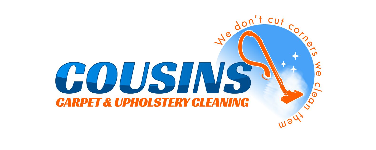 A logo for cousins carpet and upholstery cleaning