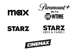 A collage of logos for various streaming services including paramount + , starz , and cinemax.