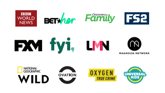 A bunch of logos on a white background including fxm fyi lmn and wild