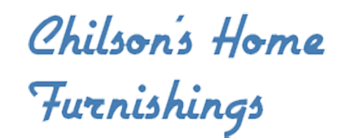 a blue logo for chilson 's home furnishings