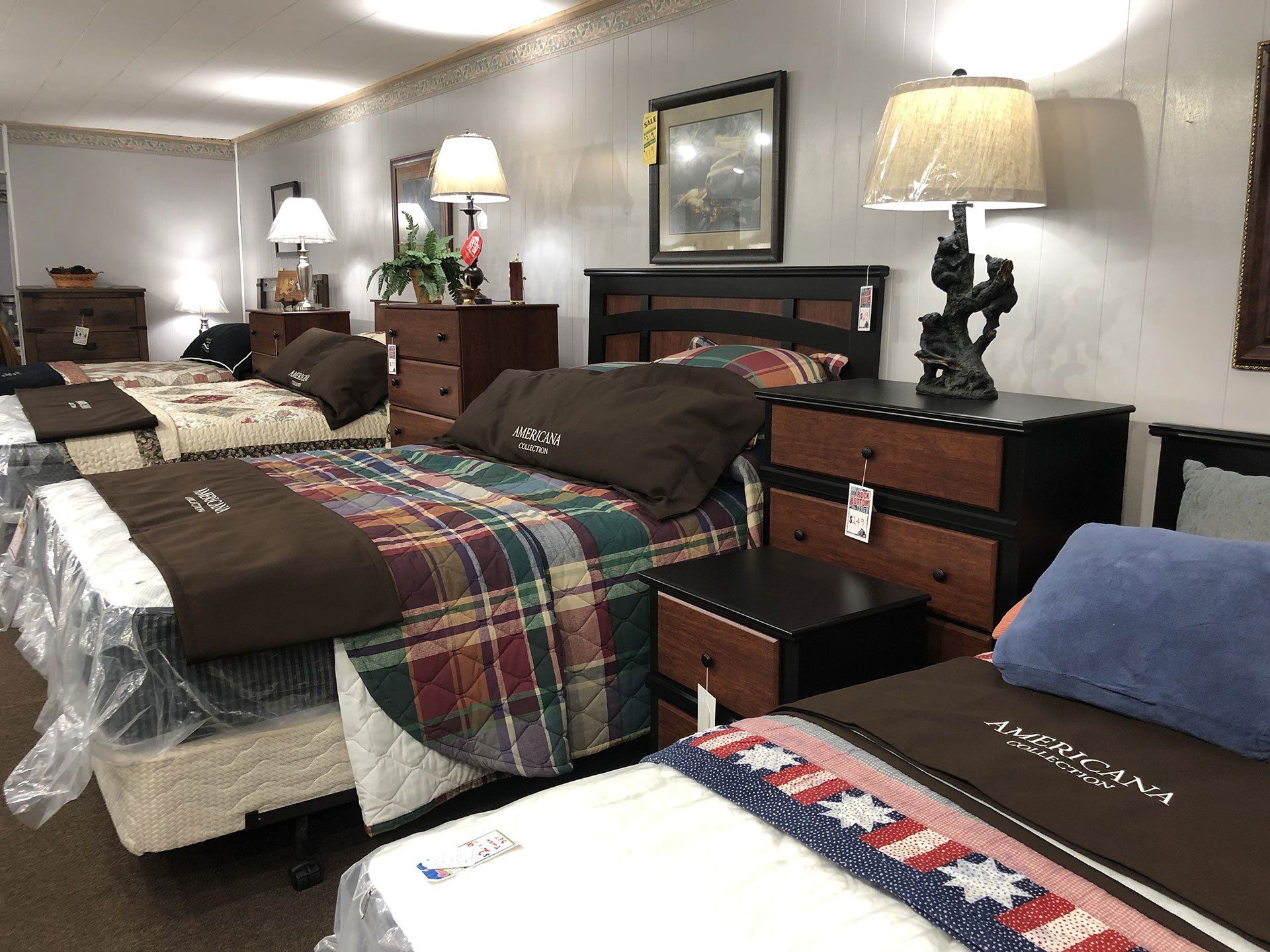 row of mattress options