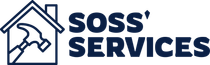 Logo: a house with a hammer inside; "SOSS' SERVICES" in dark blue.
