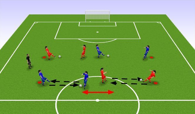 A group of soccer players are playing on a field