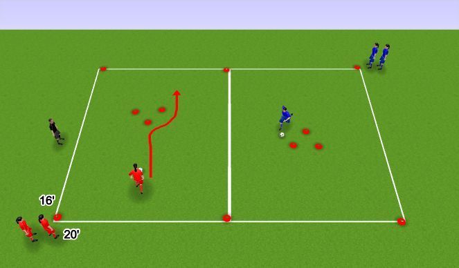 A group of people are playing a game of soccer on a field.