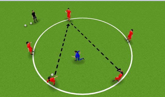 A group of people are playing soccer on a field.