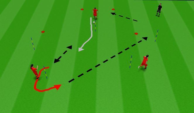 A group of soccer players are playing a game on a soccer field.