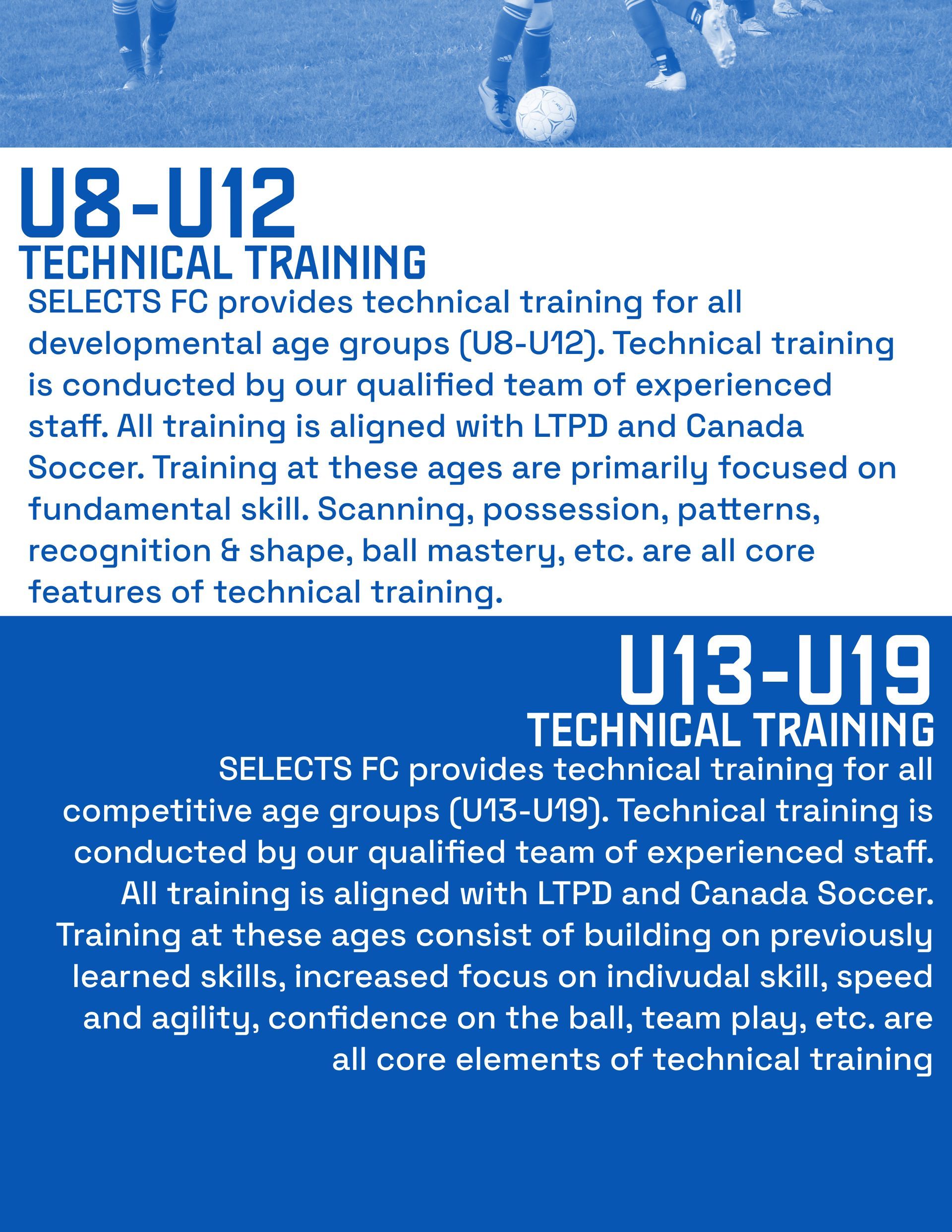 A poster for u8 u12 technical training and u13 u19 technical training