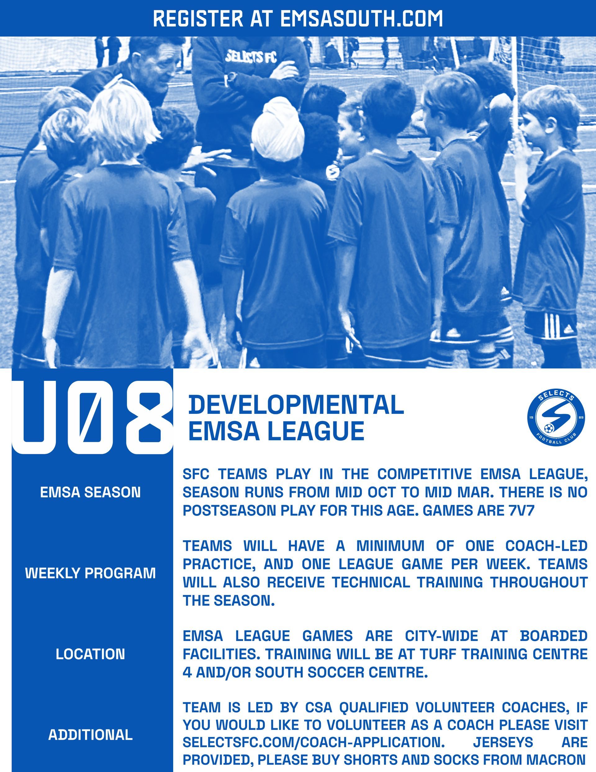 A poster for the developmental emsa league