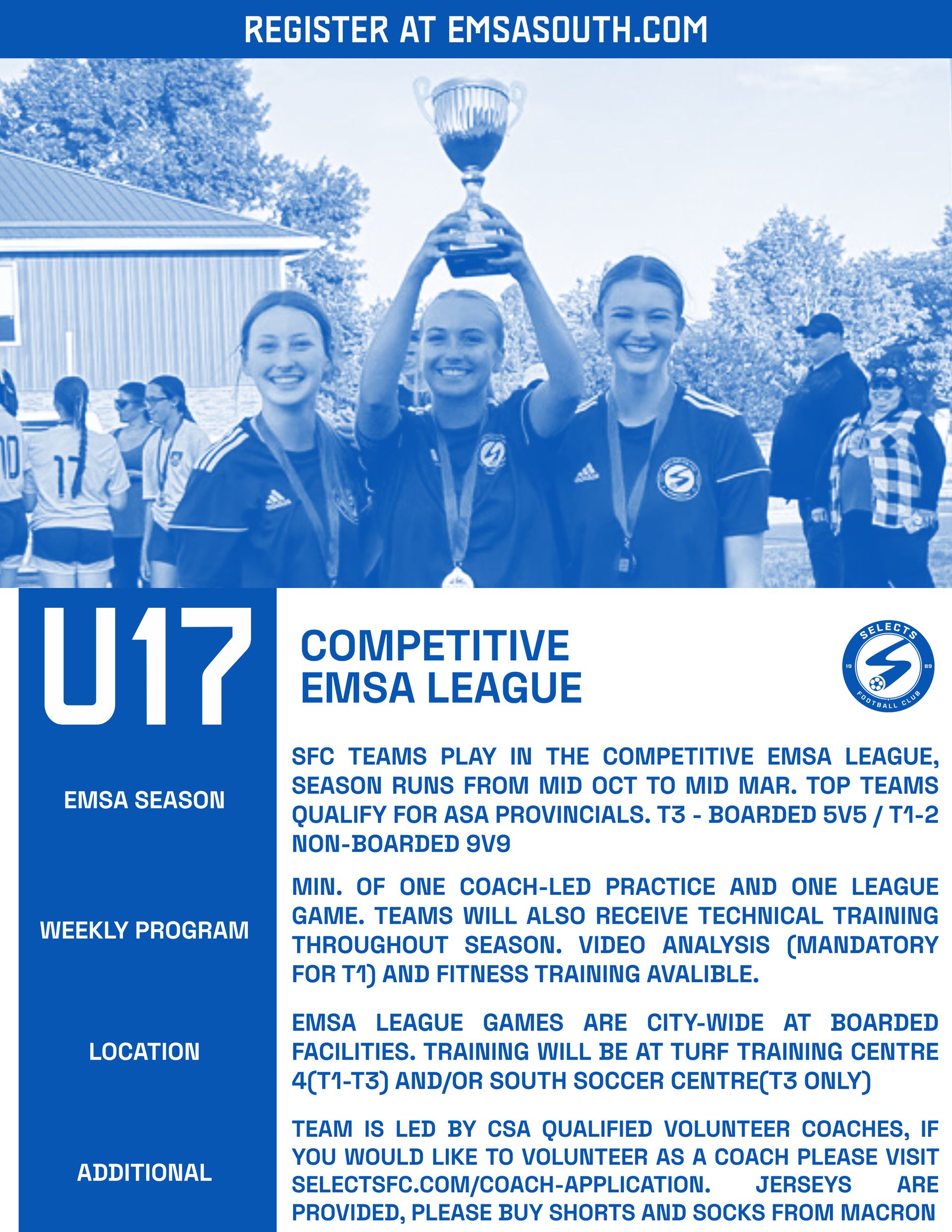 A poster for the u17 competitive emsa league