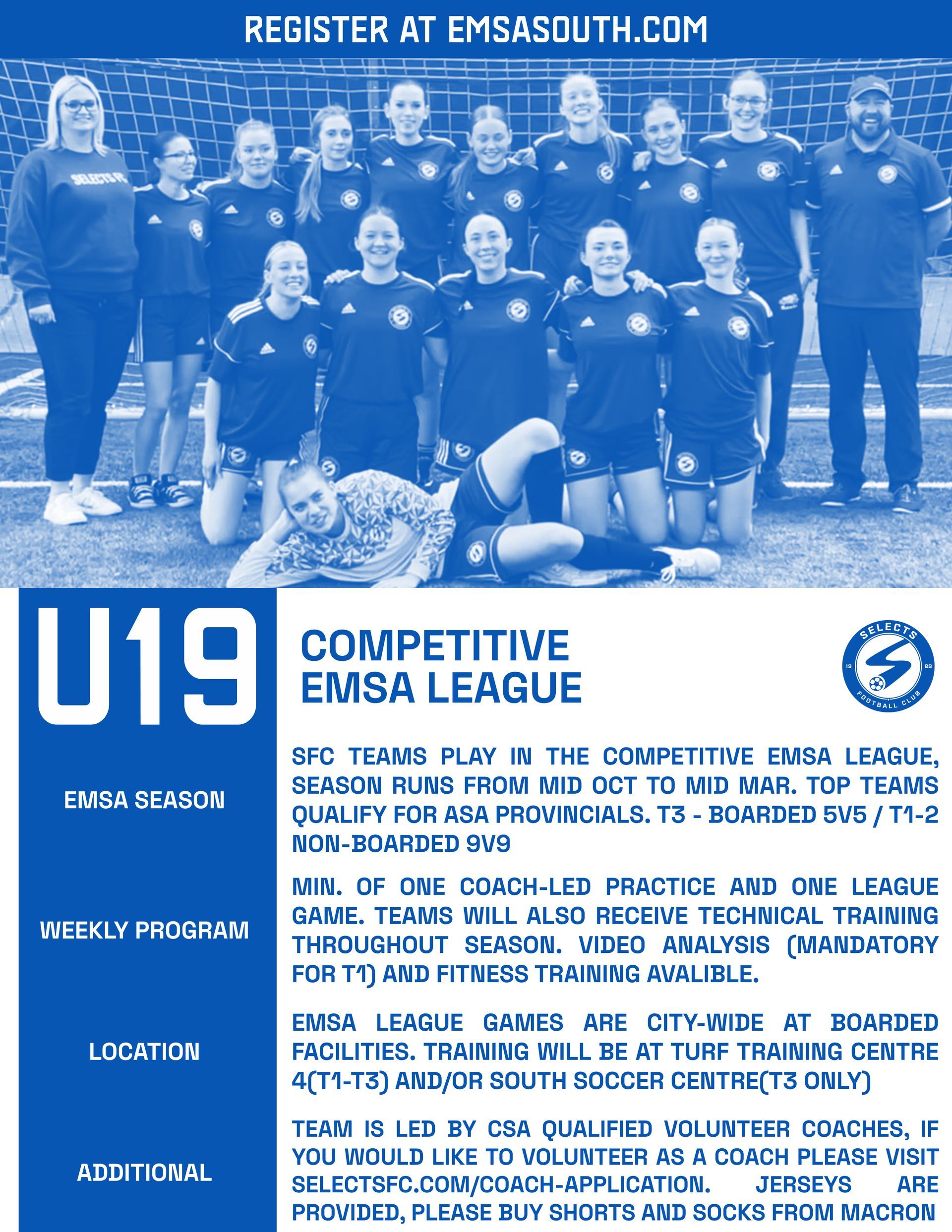 A poster for the u19 competitive emsa league