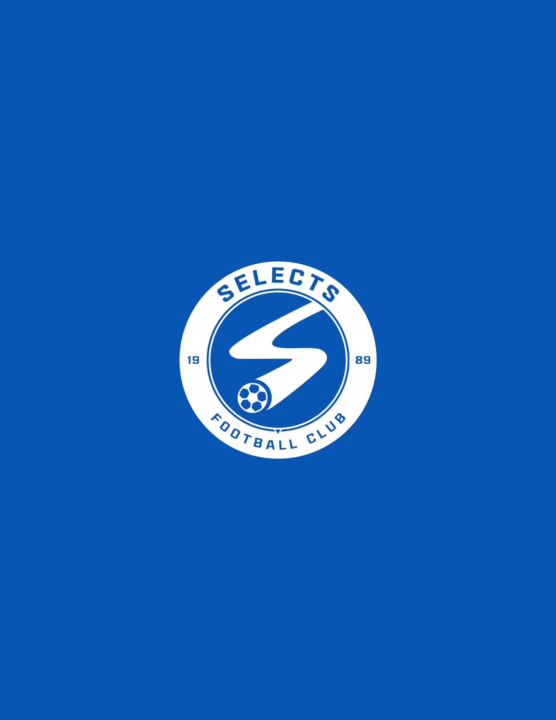 A logo for selects football club on a blue background