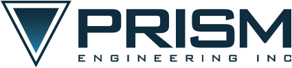 The logo for prism engineering inc. has a triangle in the middle of it.