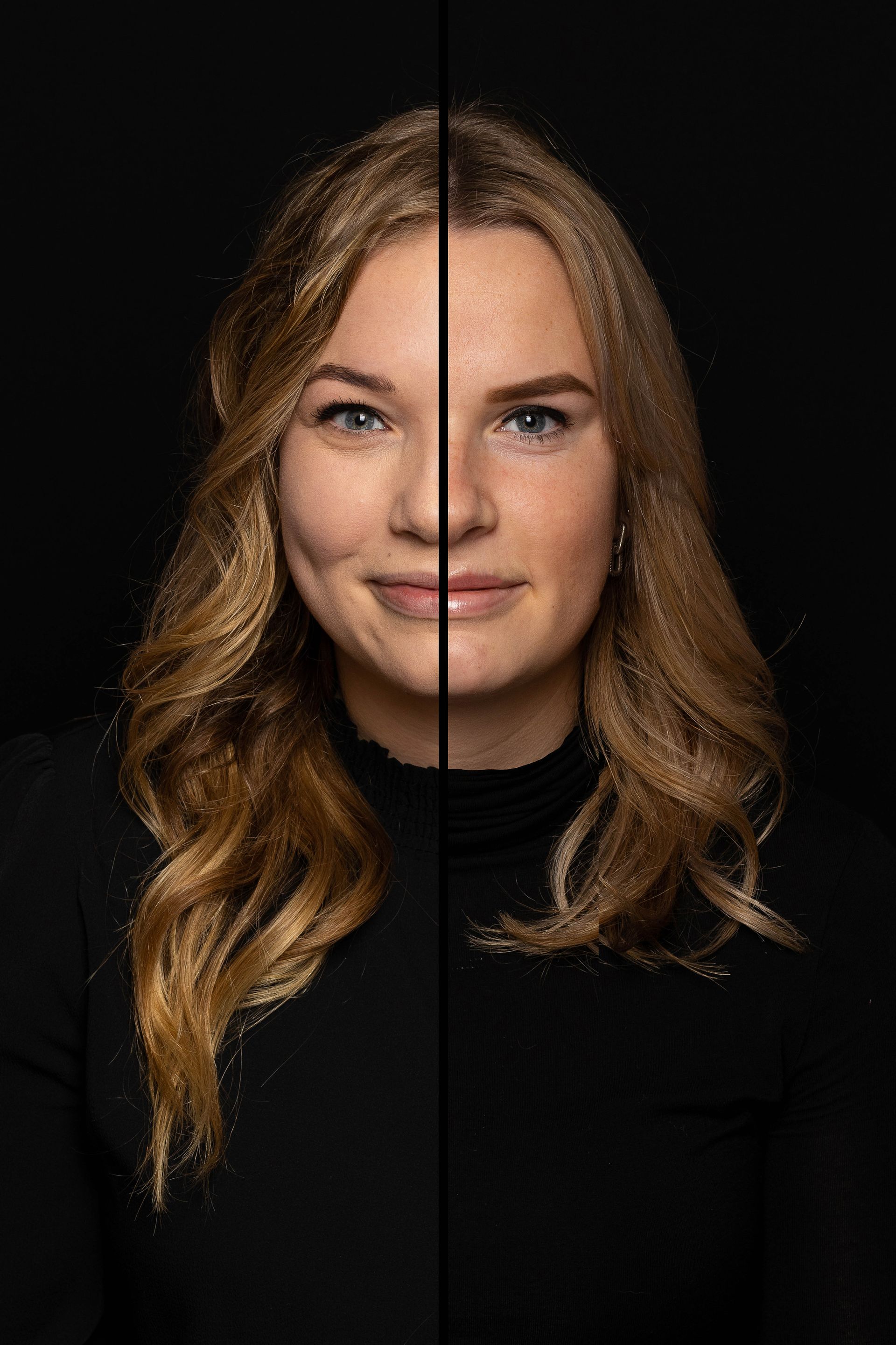 Duoportret, broer en zus, 2 zussen, 2 broers. 2 gezichten in 1 foto