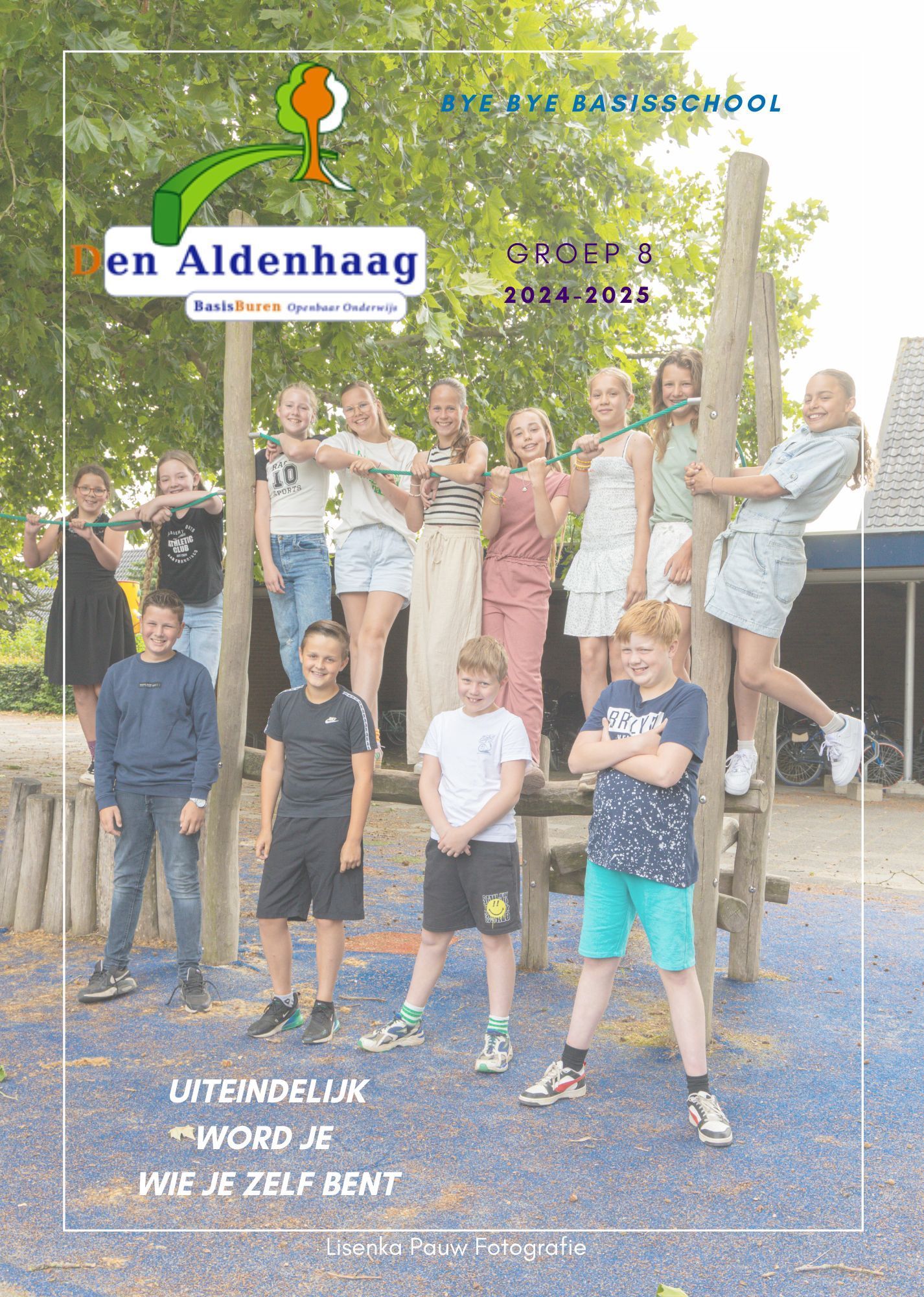 schoolfoto, glossy, afscheid groep 8