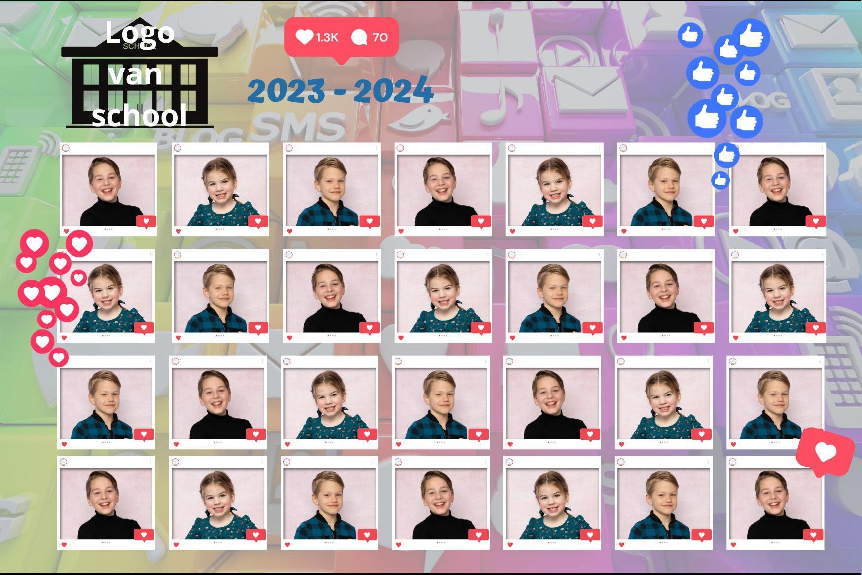 schoolfoto, groepsfoto, klassenfoto, koppenkaart, thema