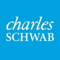 Charles Schwab logo on a blue background. The word 