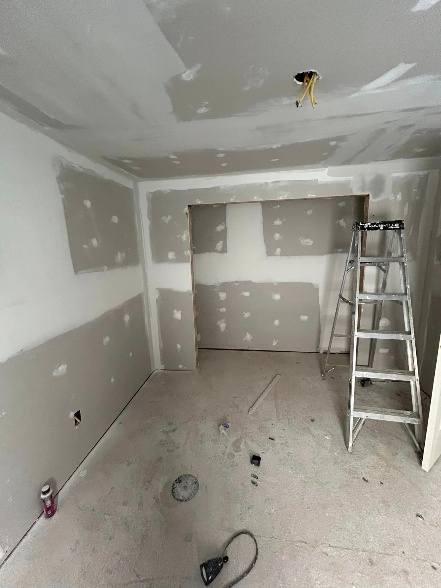 There is a ladder in the middle of the room.