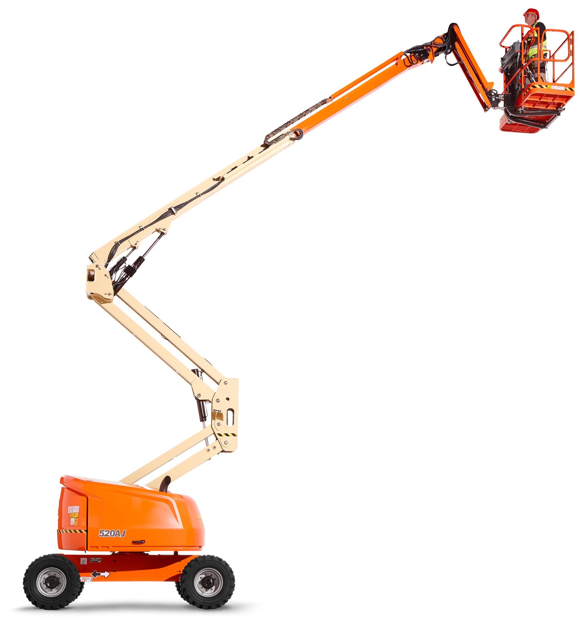 A jlg lift is sitting on a white background