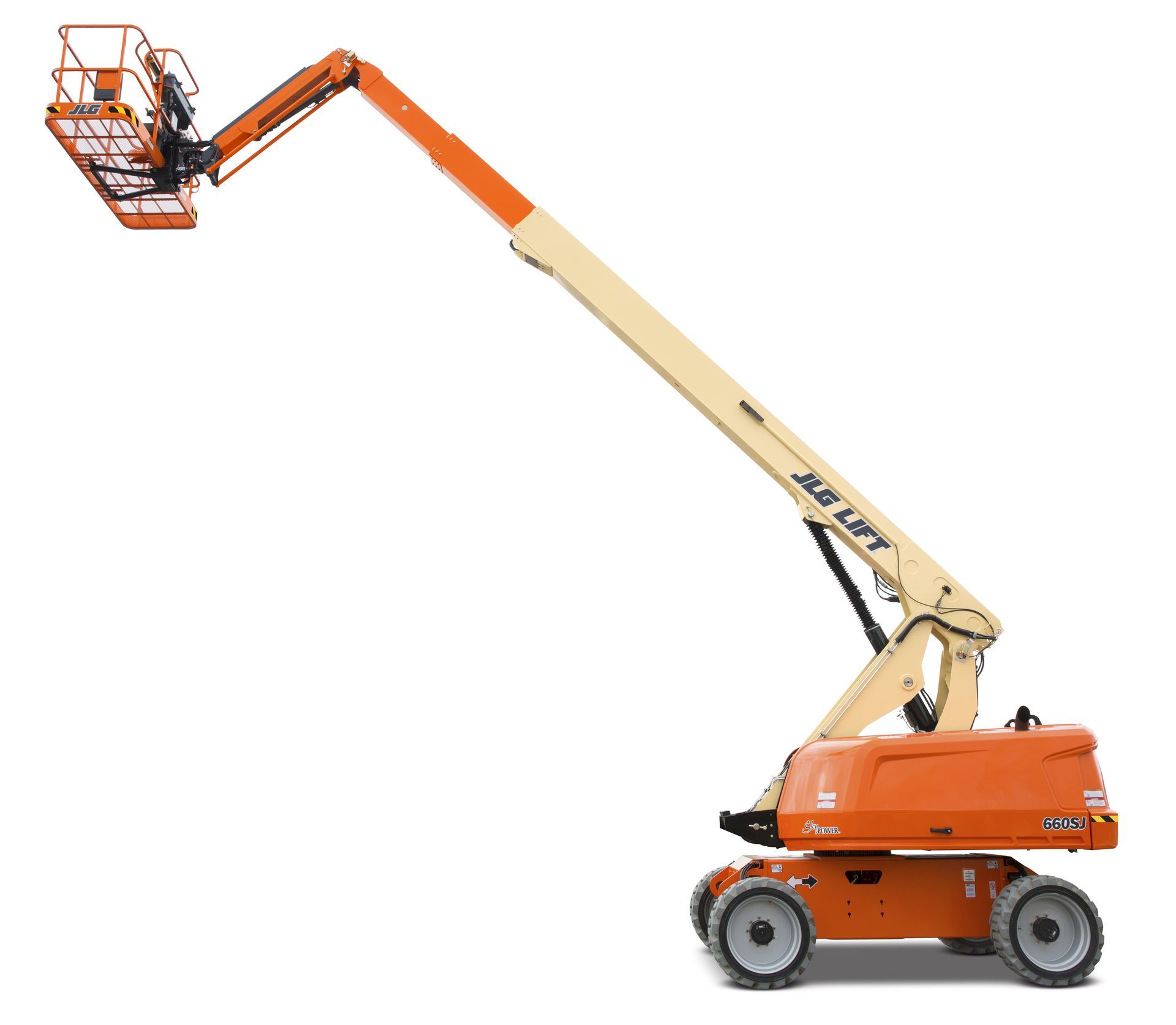 A jlg aerial lift is shown on a white background.