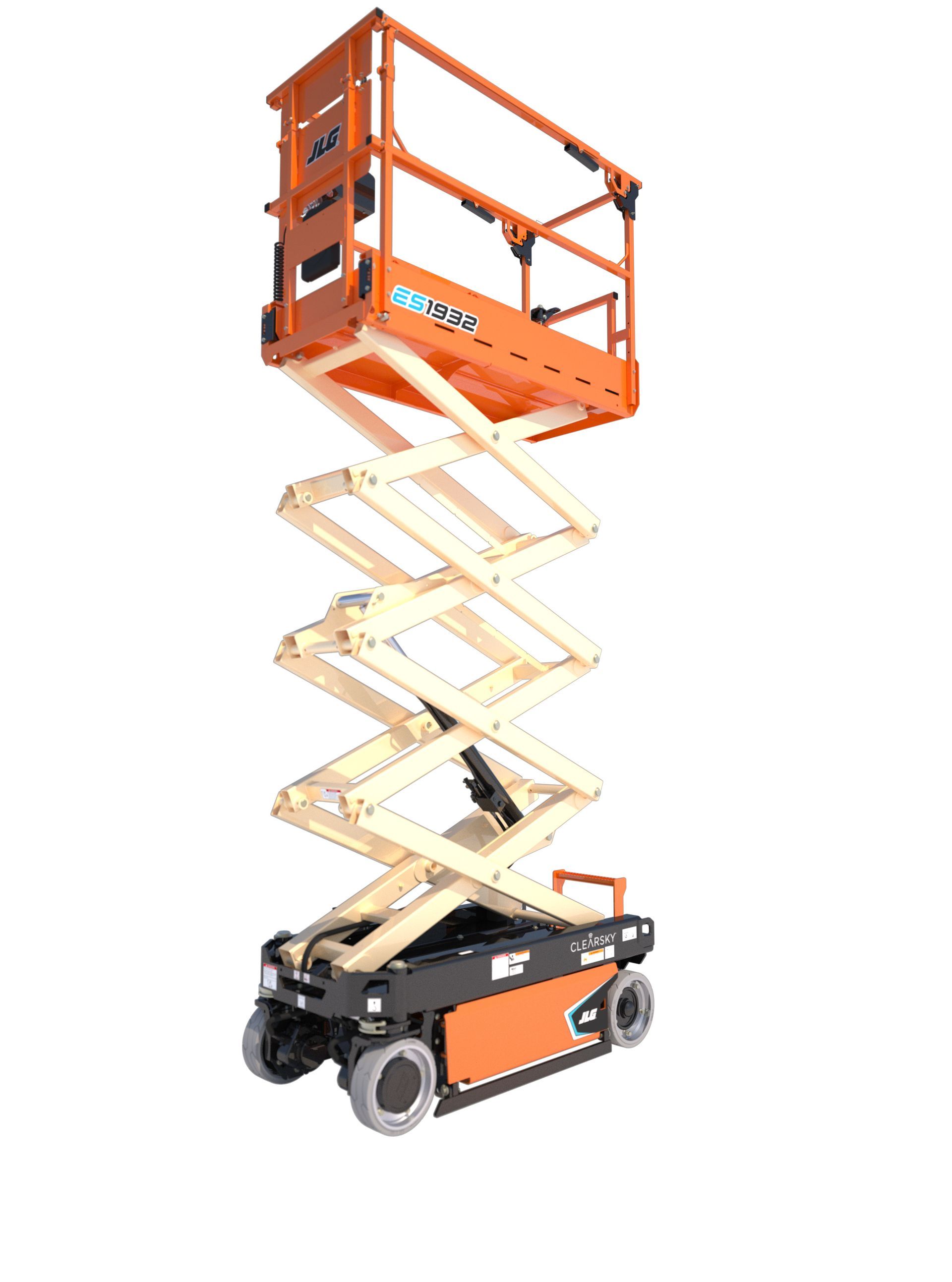 A jlg aerial lift is shown on a white background.