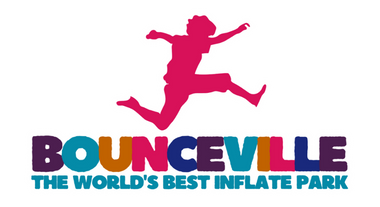 a logo for bounceville the world 's best inflate park