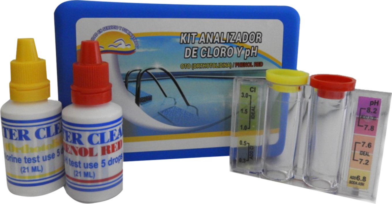 Kit analizador de cloro y pH para piscinas Star Químicos, ideal para medir y mantener el equilibrio del agua.