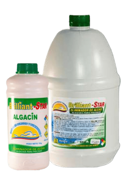 Algicida Algacin Star Químicos, elimina y previene la formación de algas en piscinas.