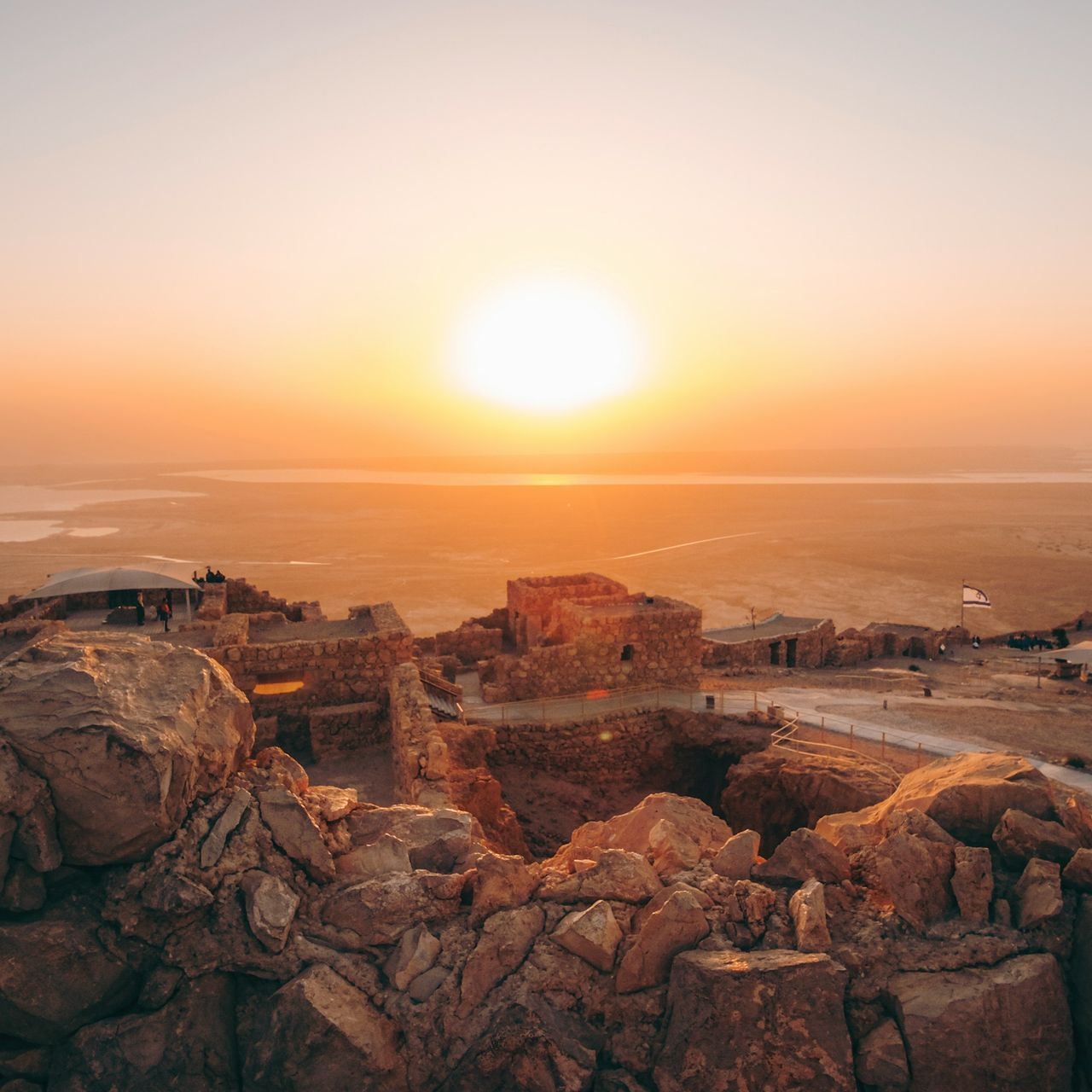 Stairs leading up to a building with a dome on top at Jabal Haroun