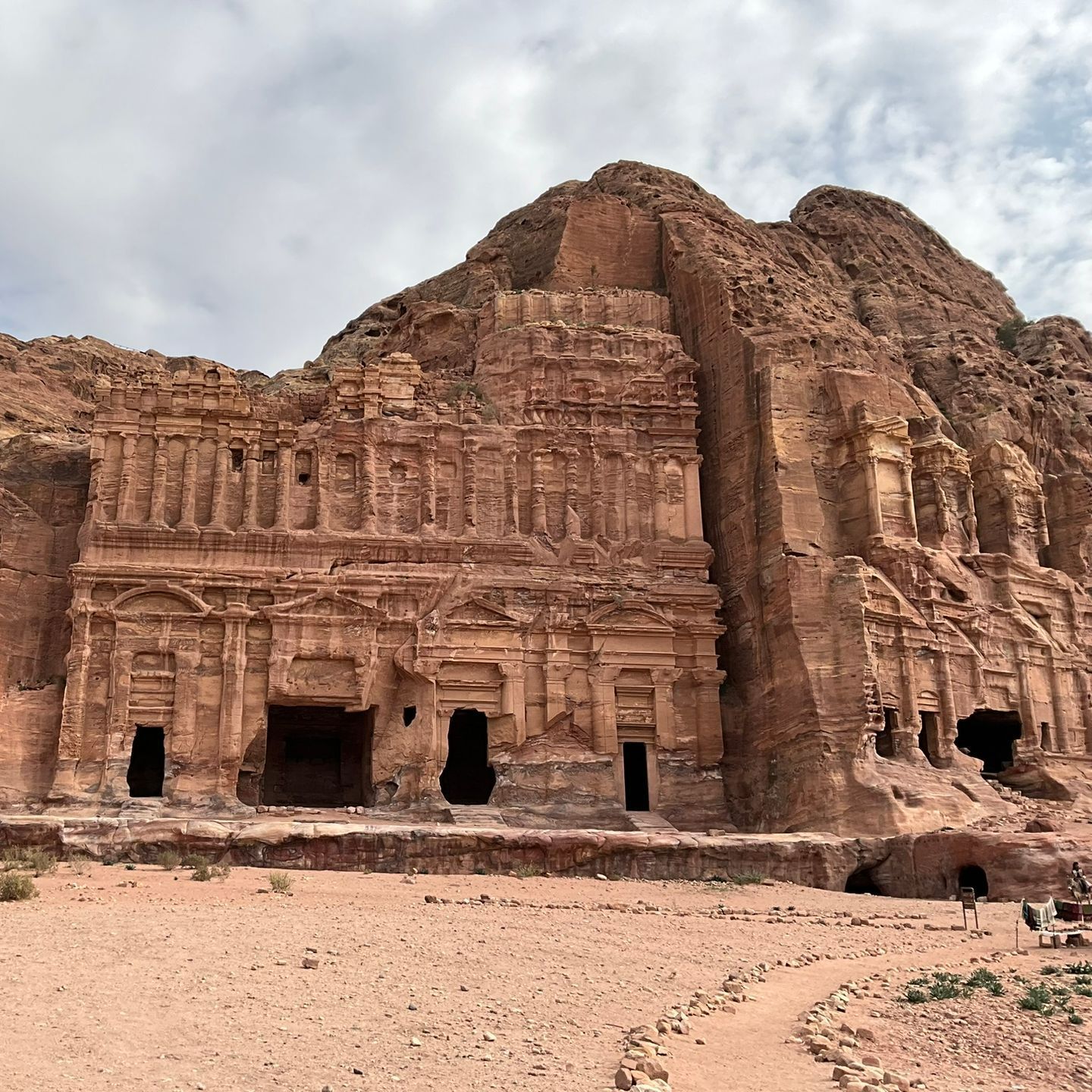 Nabatean tombs carved into the side of a mountain at Petra