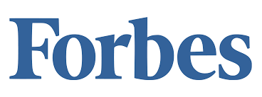 the forbes logo is blue and white on a white background .